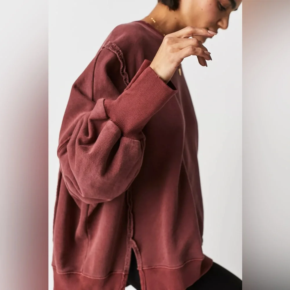Free People Camden Oversized Pullover In Russet Acorn - Picture 3 of 3